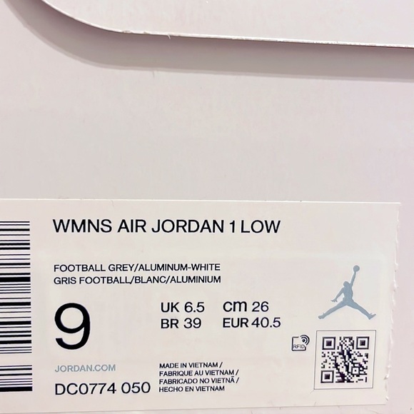Nike Air Jordan 1 Low Football Grey White Aluminum UNC W9 - Picture 13 of 14
